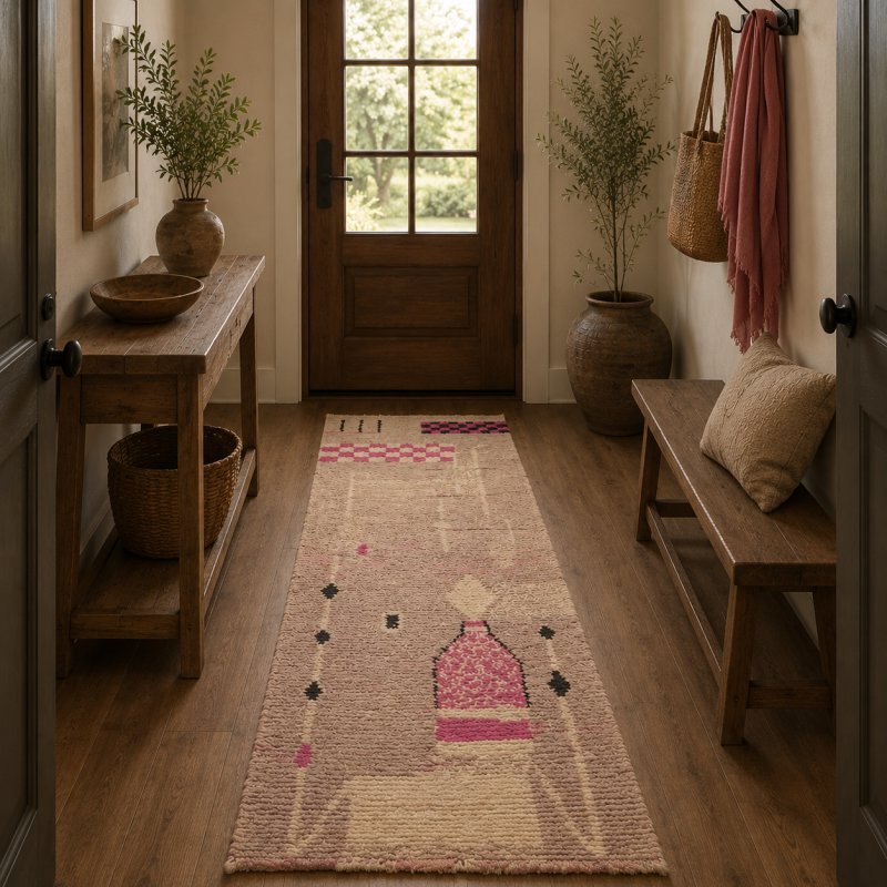 Moroccan Pink Berber Runner Rug