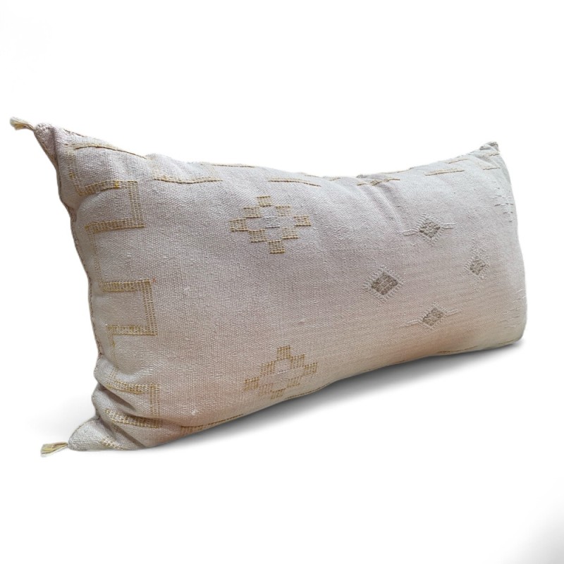 Moroccan Sabra Silk Pillow in Beige