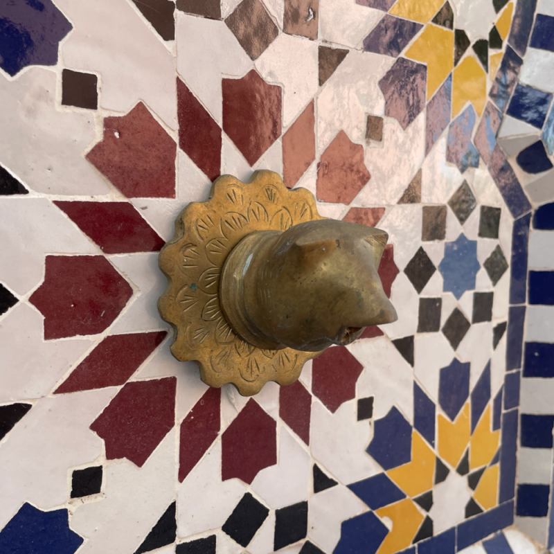 Moroccan Mosaic Fountain with Brass Spout