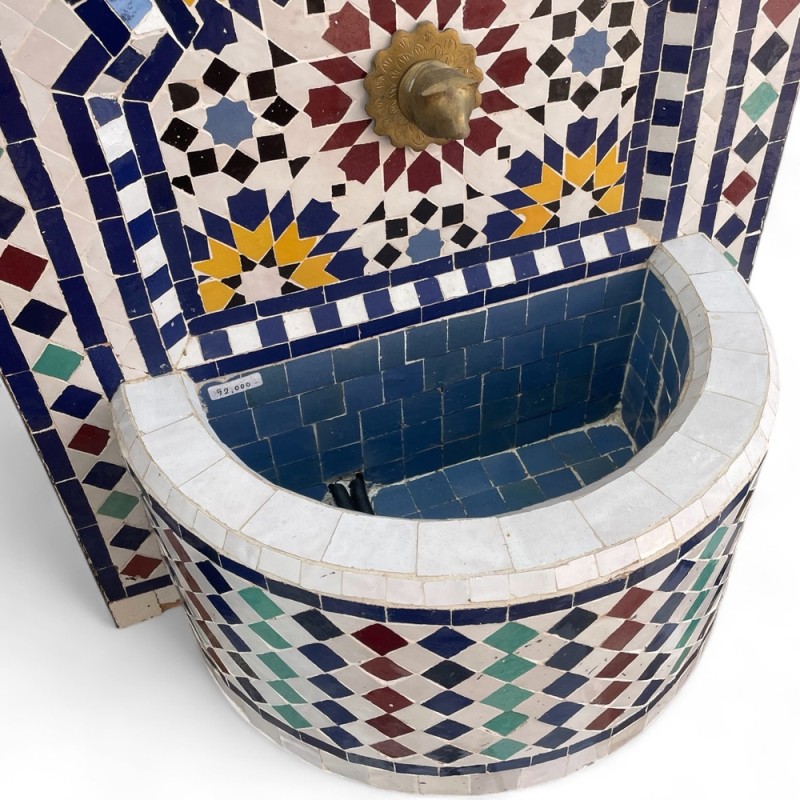 Moroccan Mosaic Fountain with Brass Spout