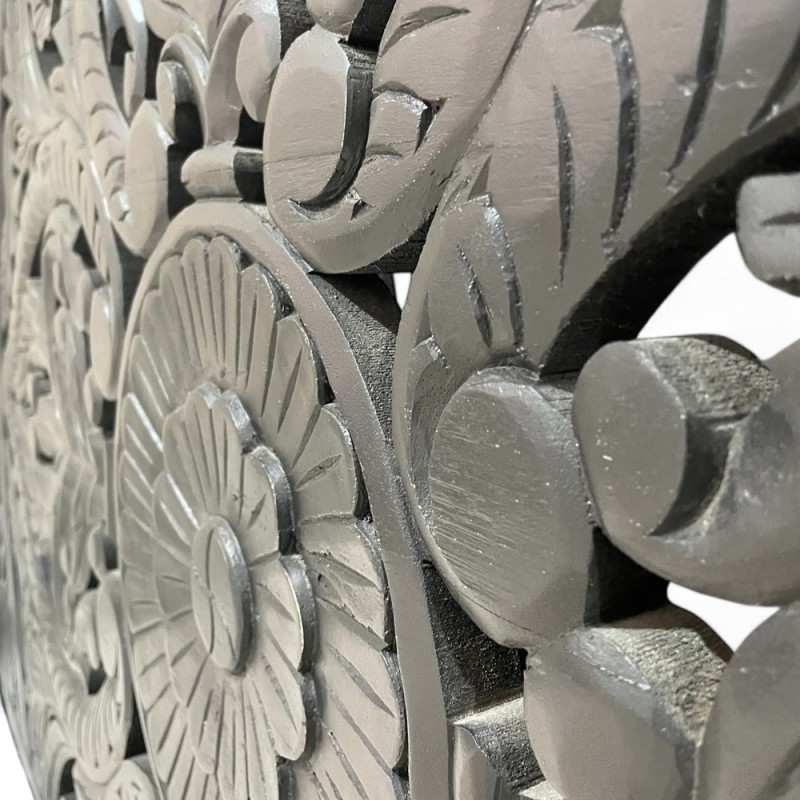 Black Carved Teak Headboard