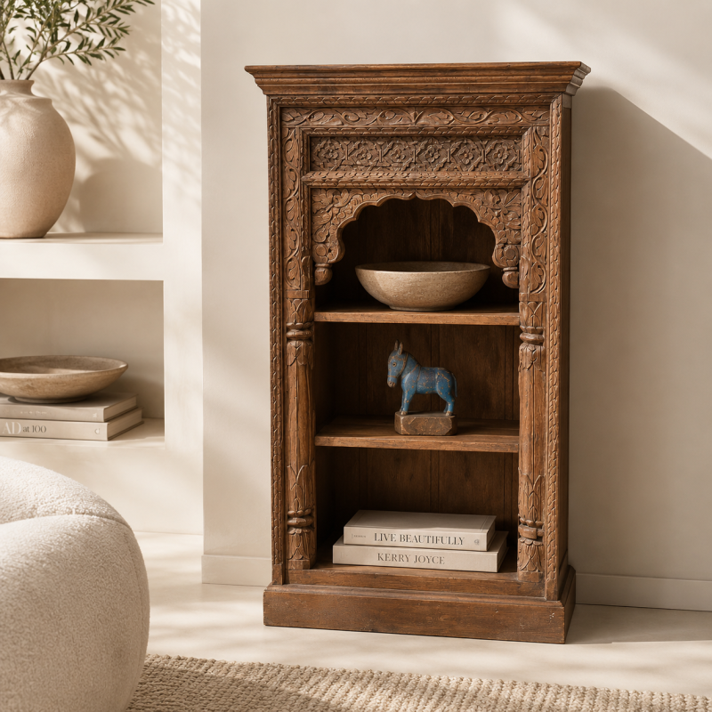 Indian Carved Teak Shelf