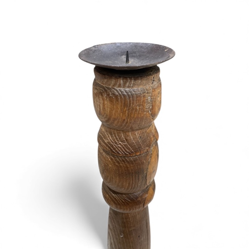 Tall Wooden Floor Candle Holders – Pair
