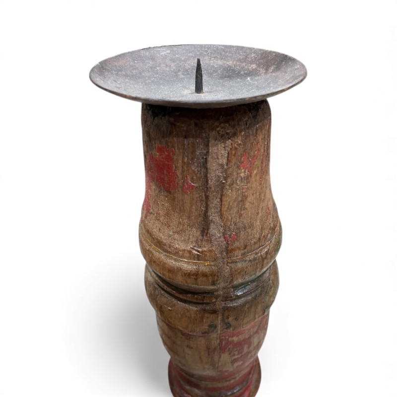 Tall Wooden Floor Candle Holders – Pair