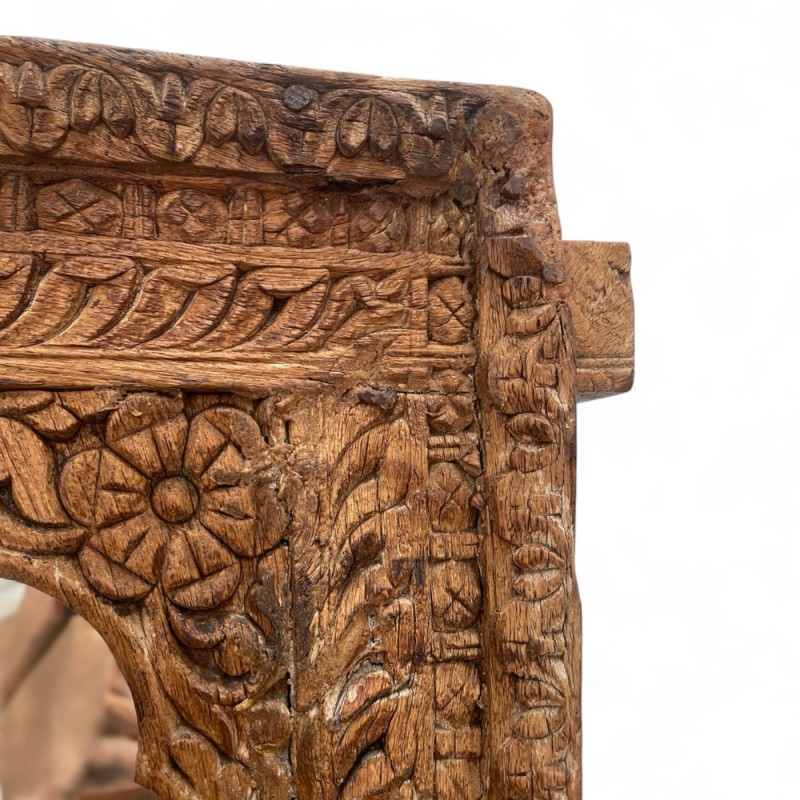 Indian Hand-Carved Teak Mirror Frame