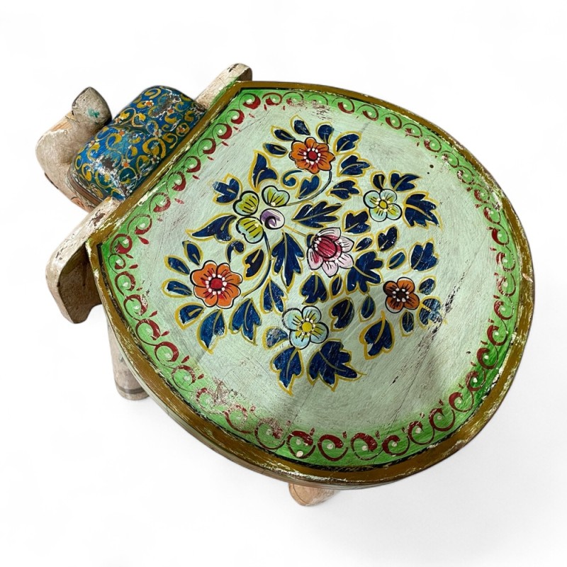Hand-Painted Elephant Stool