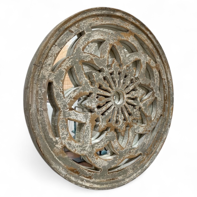 Round Carved Mirror “Lotus Pattern”