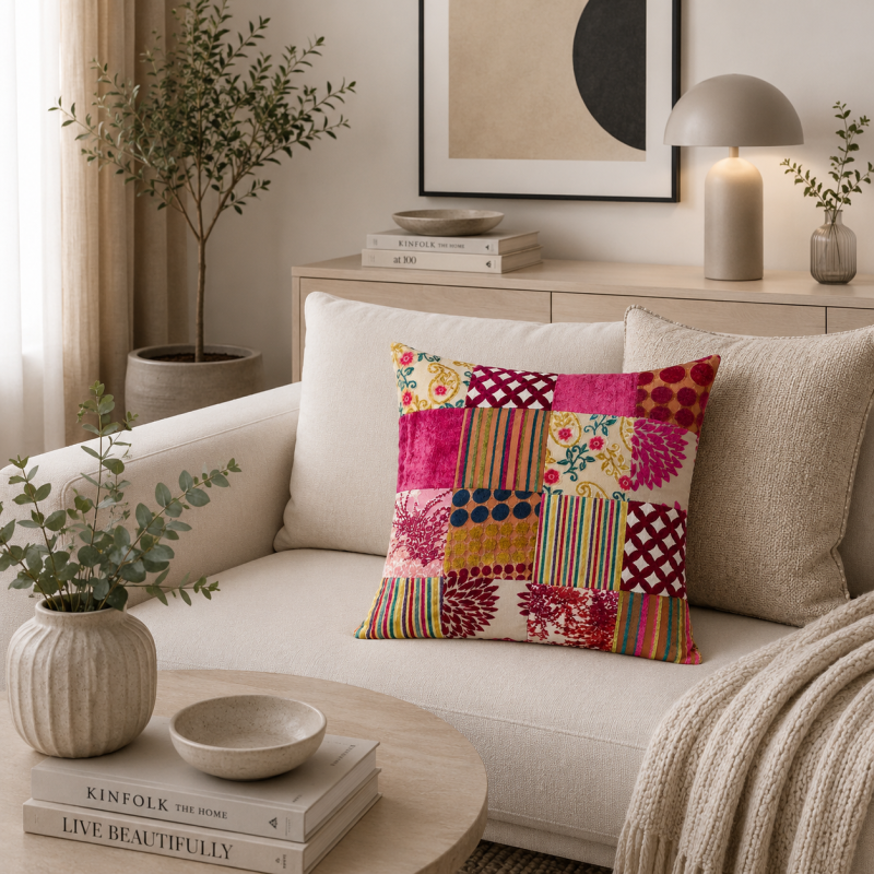 Velvet Patchwork Cushion