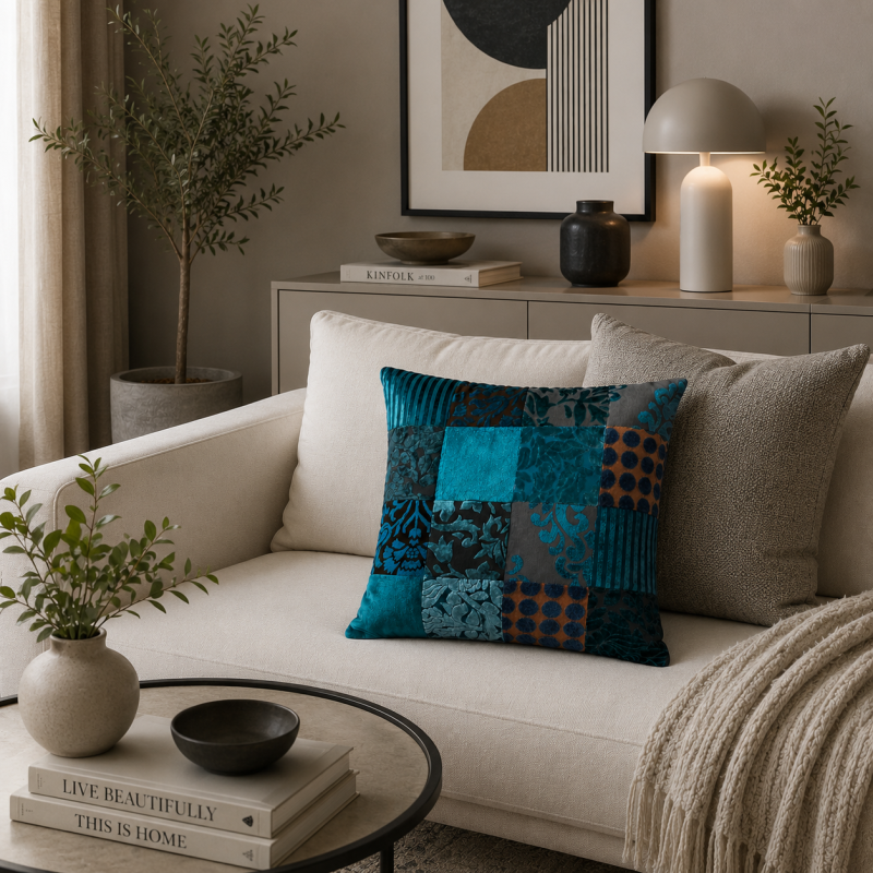 Velvet Patchwork Cushion