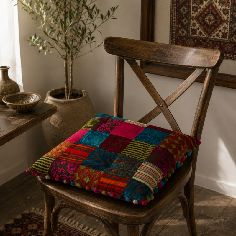 Velvet Patchwork Floor Cushion