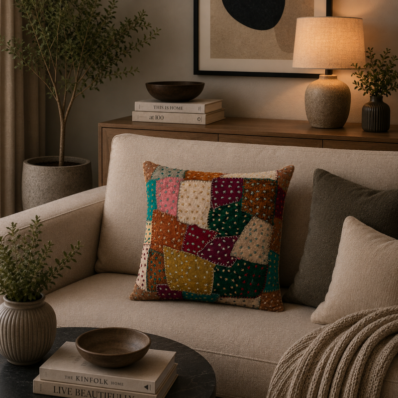 Patchwork Kantha Cushion
