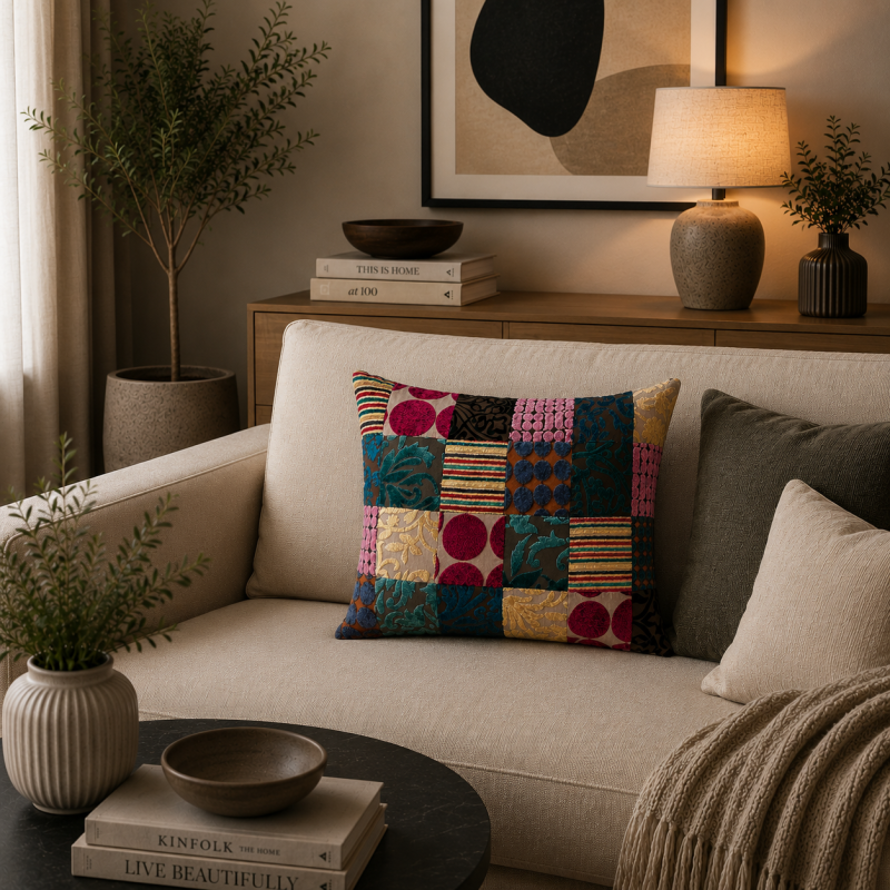 Velvet Patchwork Cushion