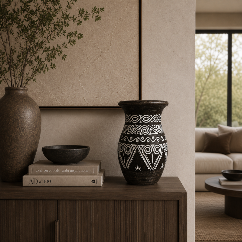 Carved Wooden Vase