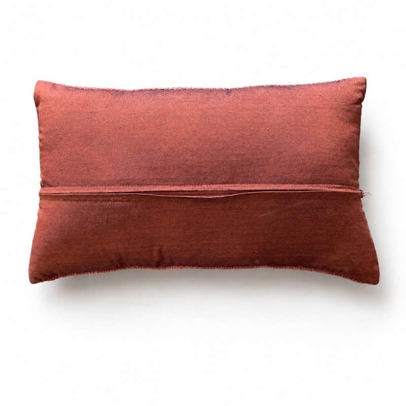 Hand-Embroidered Rust Pillow