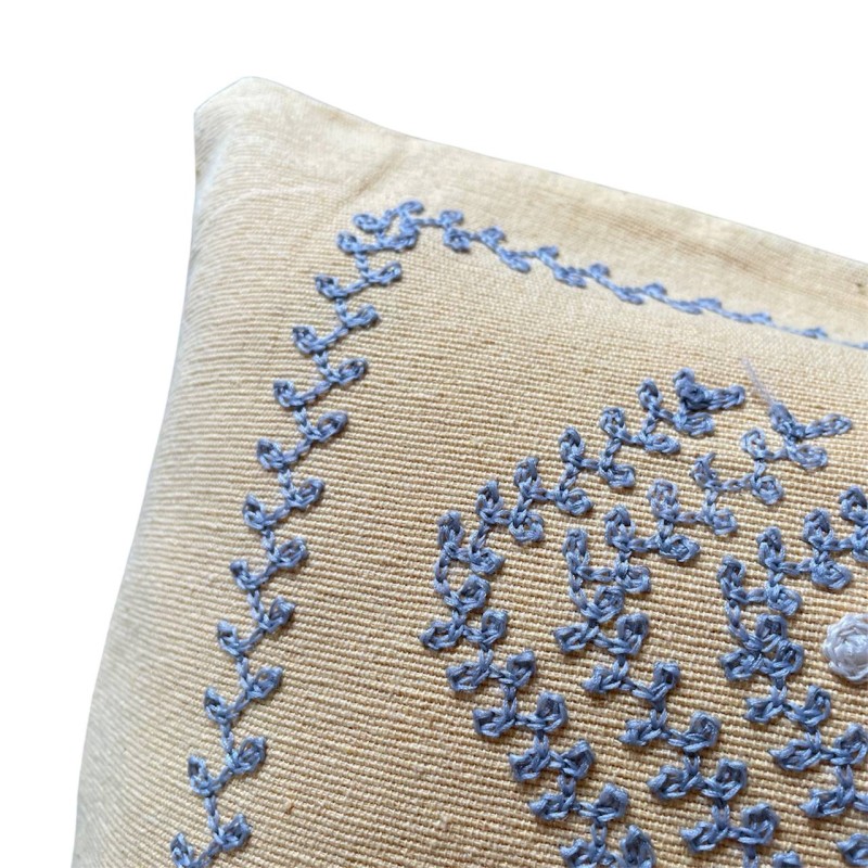 Yellow Embroidered Decorative Pillow