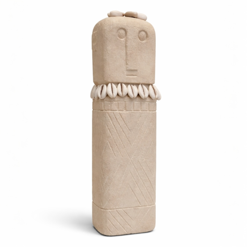 Tribal Stone Totem with Cowrie Shells