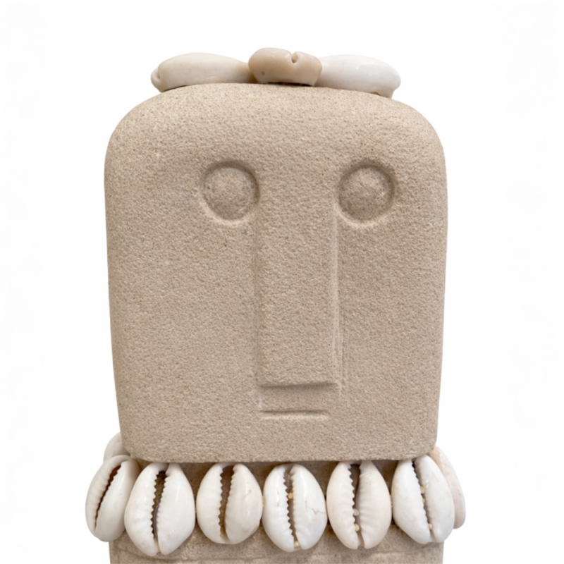 Tribal Stone Totem with Cowrie Shells