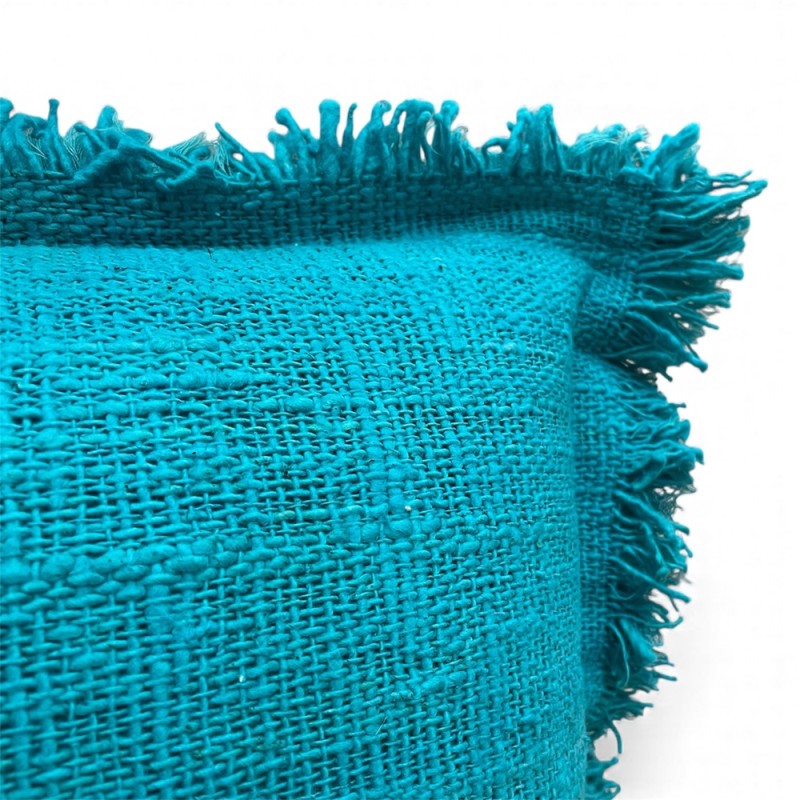 Teal Fringe Cushion