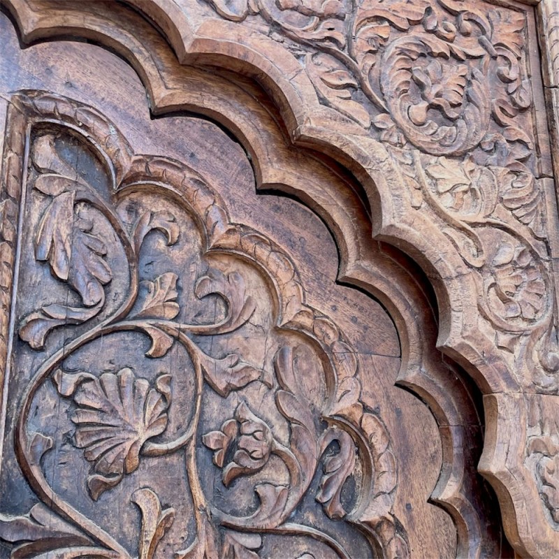 Hand-Carved  Wooden Palace Door Panel