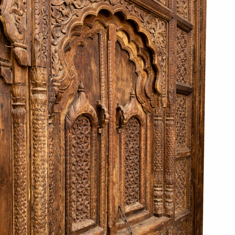 Hand-Carved  Wooden Palace Door Panel