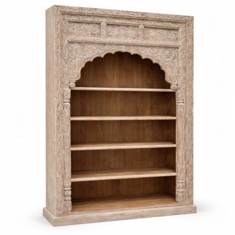 Carved Indian Arch Bookcase