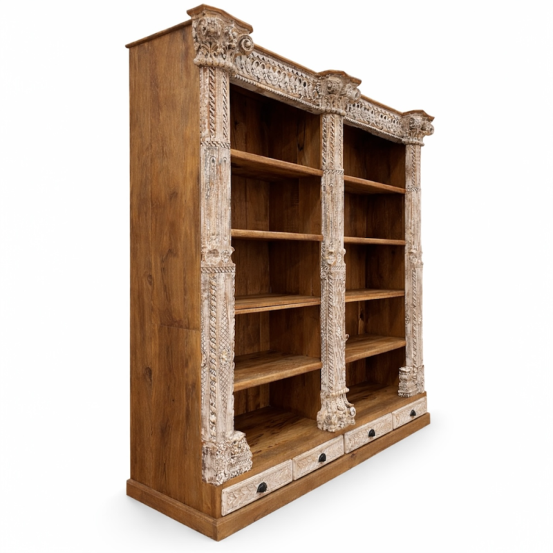Carved Indian Wooden Bookcase