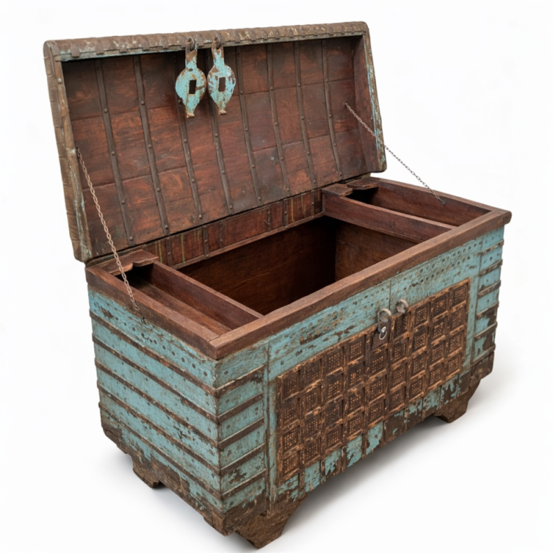 Vintage Indian Storage Trunk