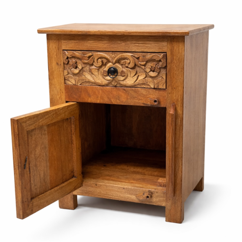 Carved Indian Bedside Table