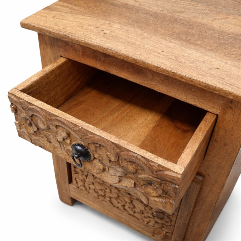 Carved Indian Bedside Table