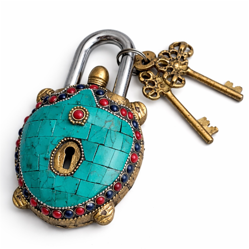 Decorative Padlock with Stones