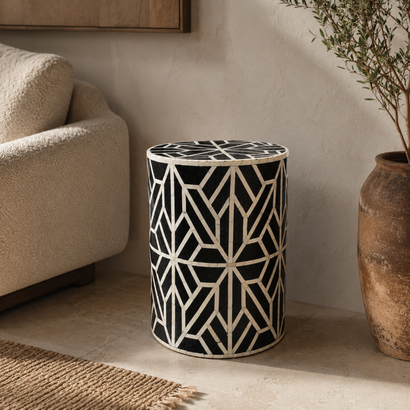  Bone Inlay Side Table