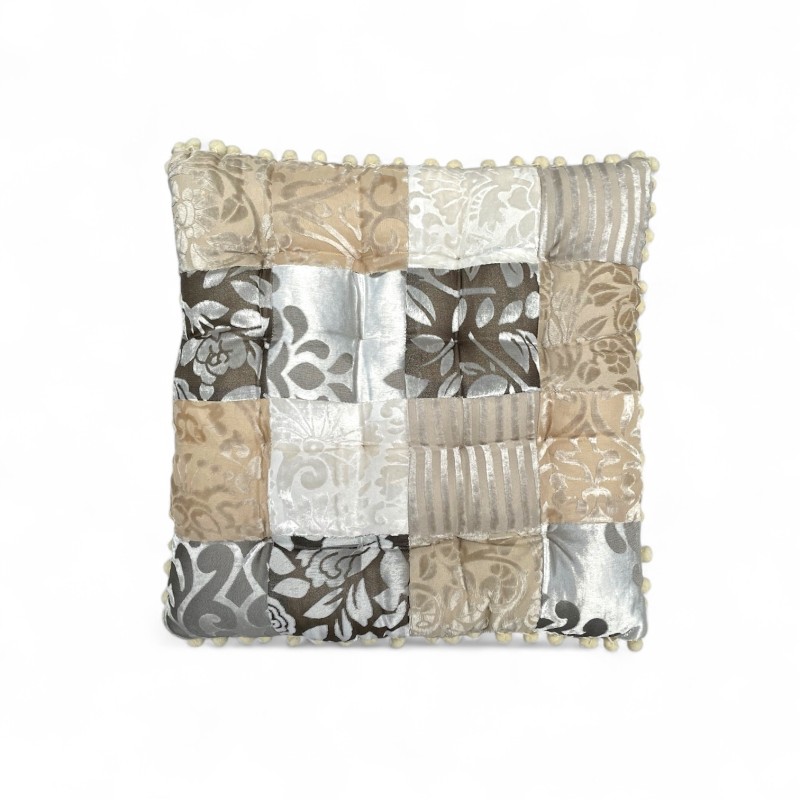  Velvet patch cushion Grey (Pompom)