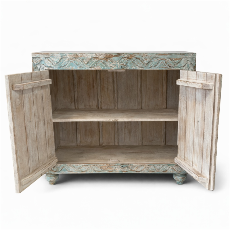 Carved Turquoise Cabinet