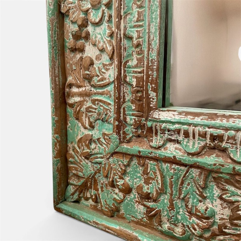 Hand-Carved Indian Wooden Mirror