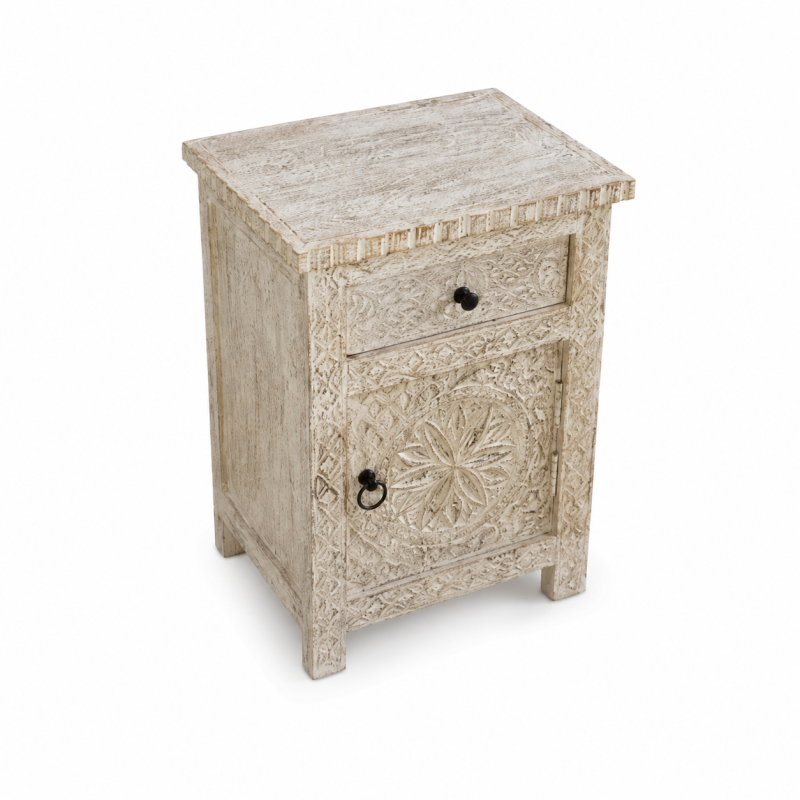 Carved Bedside Table