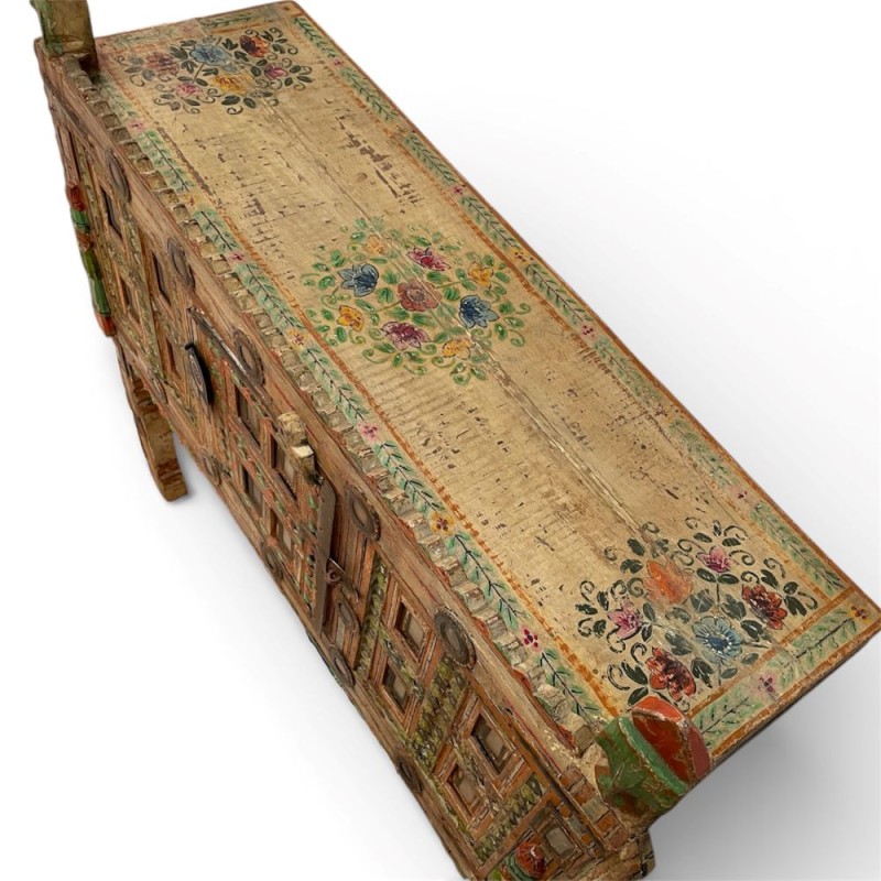 Hand-Painted Indian Console Cabinet