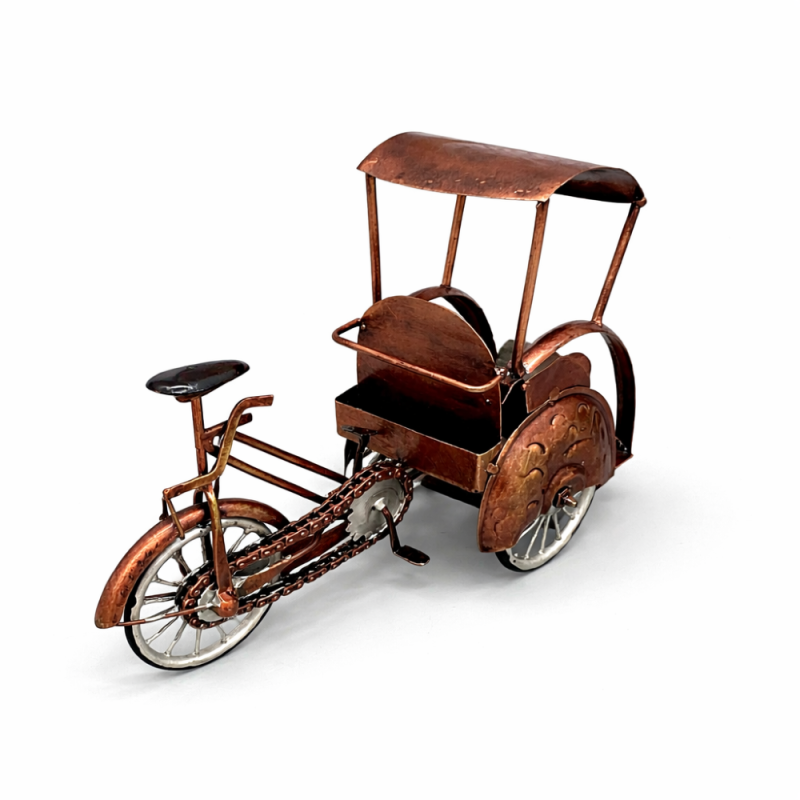 Vintage Metal Rickshaw Bicycle Sculpture