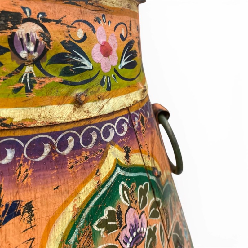 Hand-Painted Vintage Metal Pot