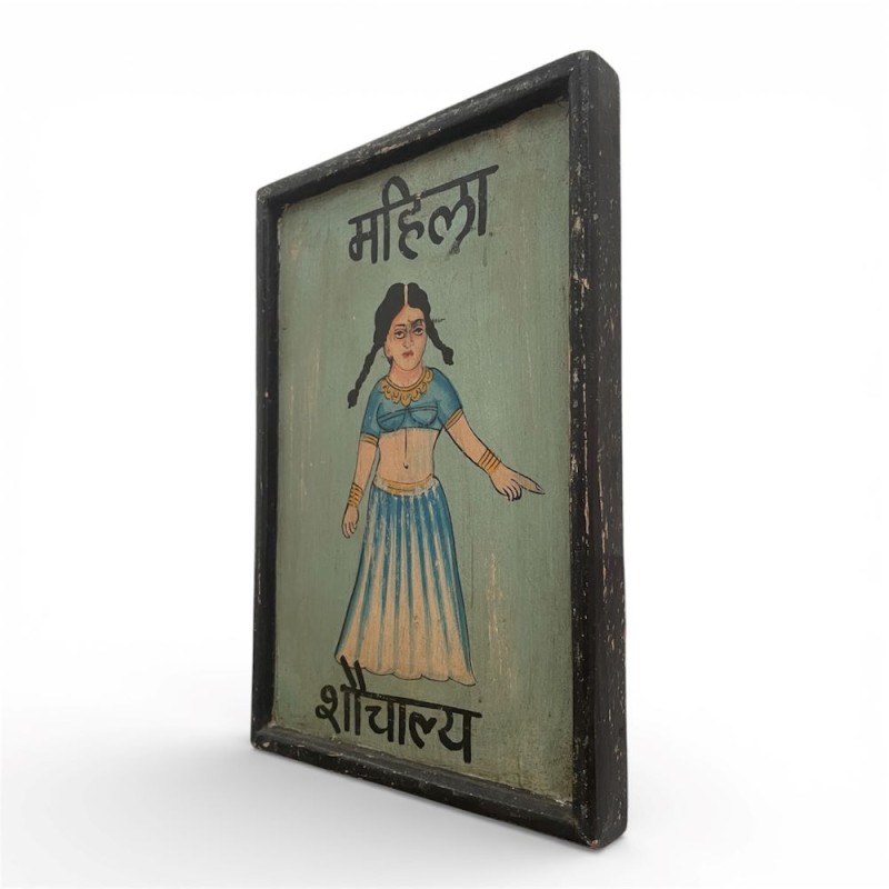 Vintage Indian Hand-Painted Wall Sign