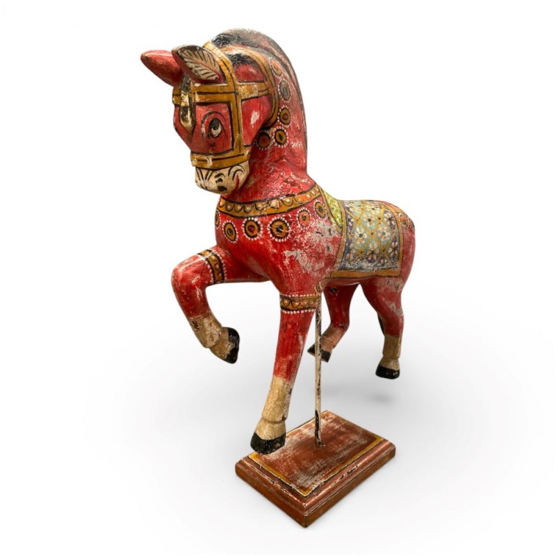 Vintage Hand-Carved Wooden Horse Statue
