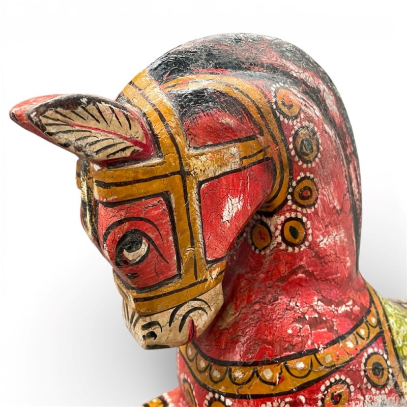 Vintage Hand-Carved Wooden Horse Statue