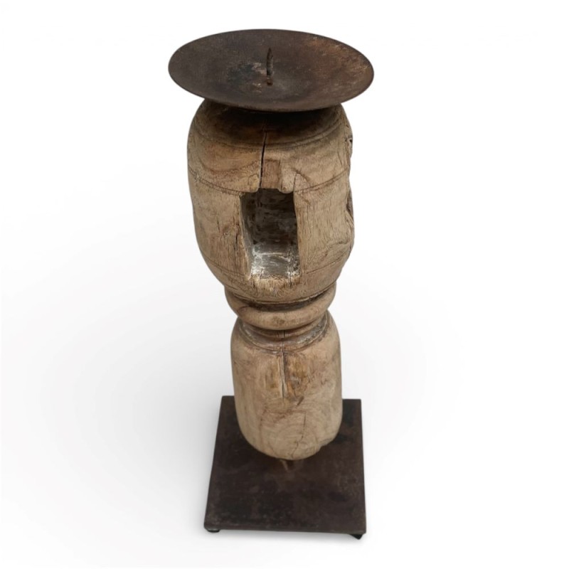  Antique Wooden Oil Lamp Stand