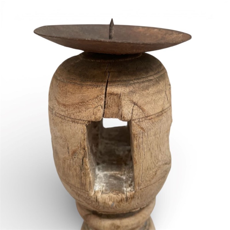  Antique Wooden Oil Lamp Stand