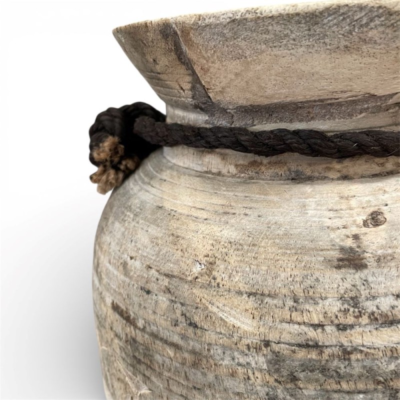 Antique Hand-Carved Wooden Pot