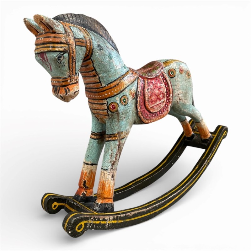  Vintage Turquoise Rocking Horse