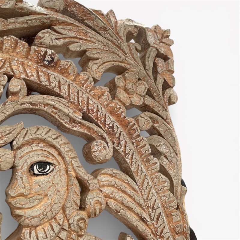  Hand-Carved Wooden Mythological Wall Panel