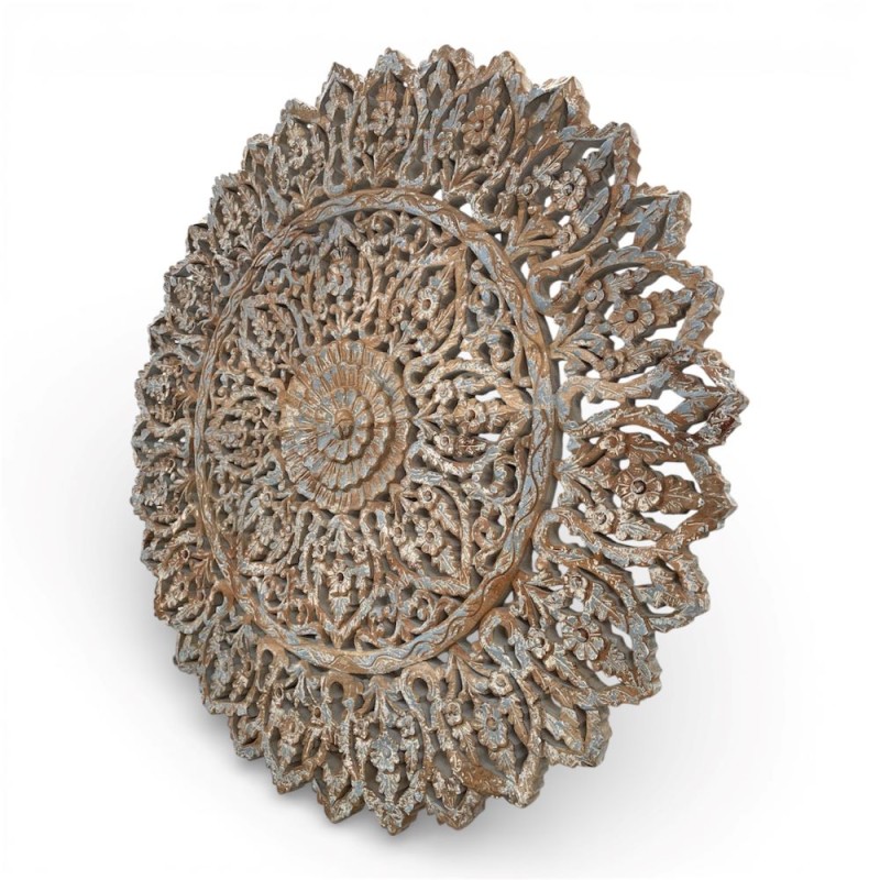  Hand-Carved Mandala Wall Panel