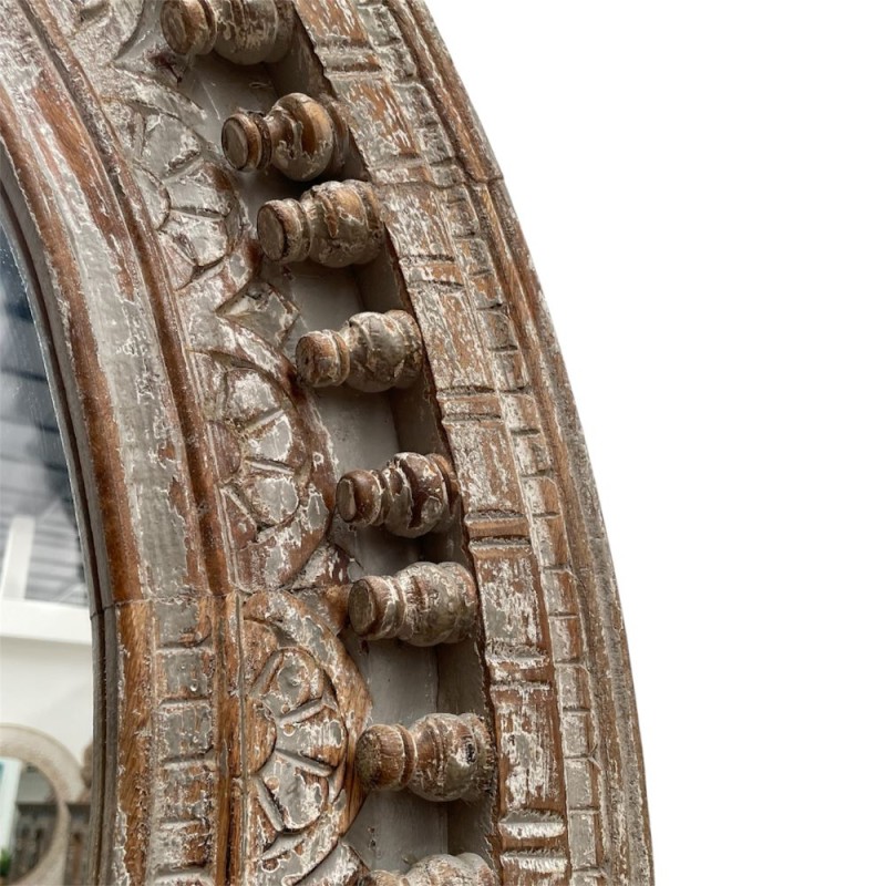 Round Carved Indian Mirror