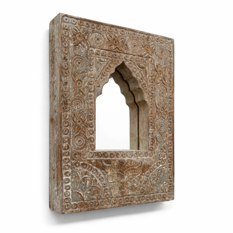 Carved Arch Wooden Mirror
