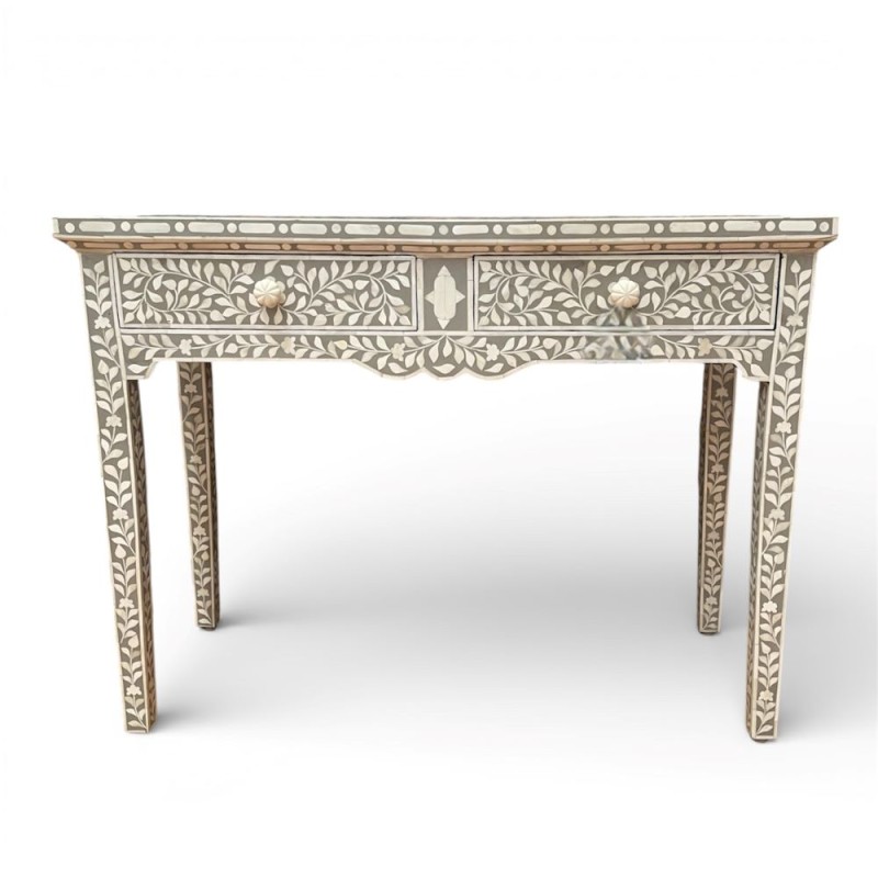 Floral Bone Inlay Console Table